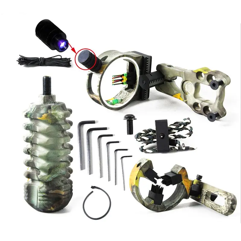 Kit de eslingas de mira para arco y ballesta de tiro con arco de caza, estabilizador de arco de apoyo de flecha, Kit de arco compuesto Peep Sight, 5 pines - imagen 2