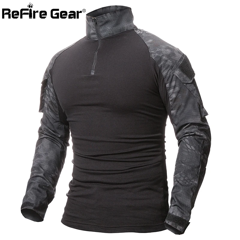 ReFire Gear-camiseta del ejército de camuflaje para hombres, camisa táctica de combate de soldados de EE. UU. Y Rusia, camisetas de manga larga de camuflaje Multicam - imagen 4