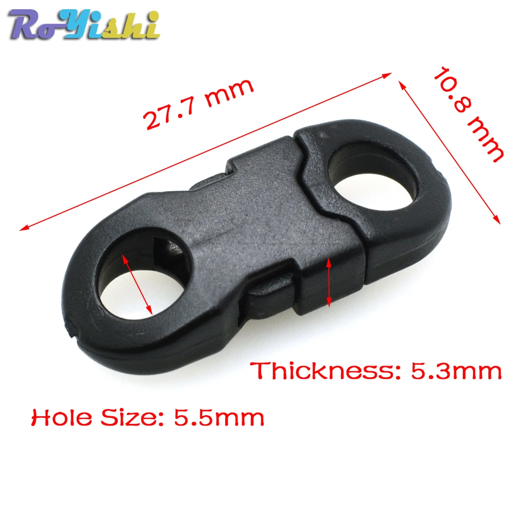 Broche de seguridad de plástico para collar, pulsera de Paracord, hebilla de Liberación lateral recta, 200 unids/paquete, 5,5mm - imagen 2