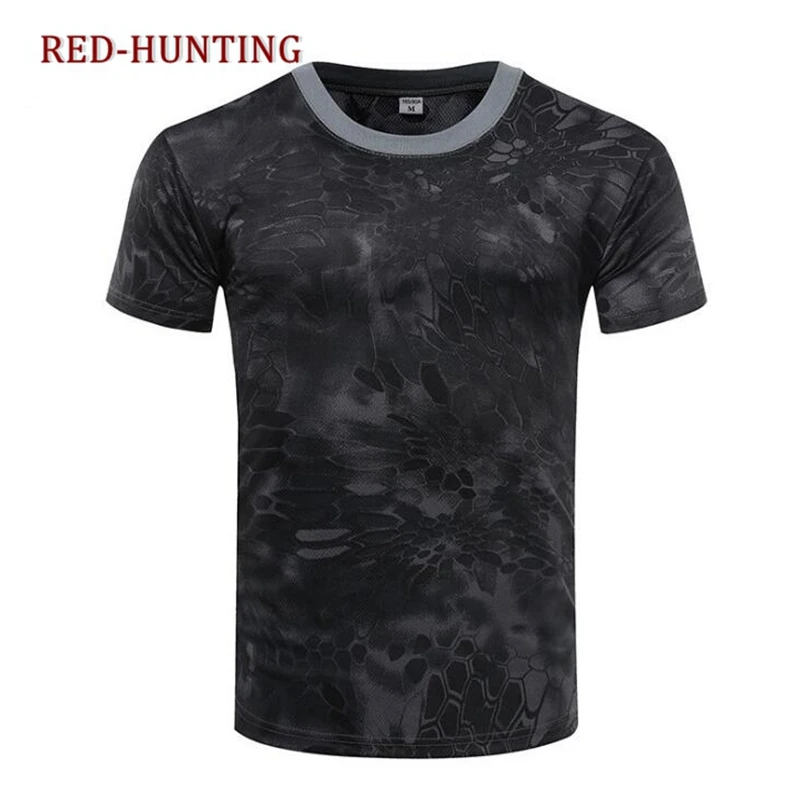 Camisas de camuflaje al aire libre para hombres, camisetas tácticas de Camping, senderismo, caza, secado rápido, camisas militares de camuflaje del ejército - imagen 4