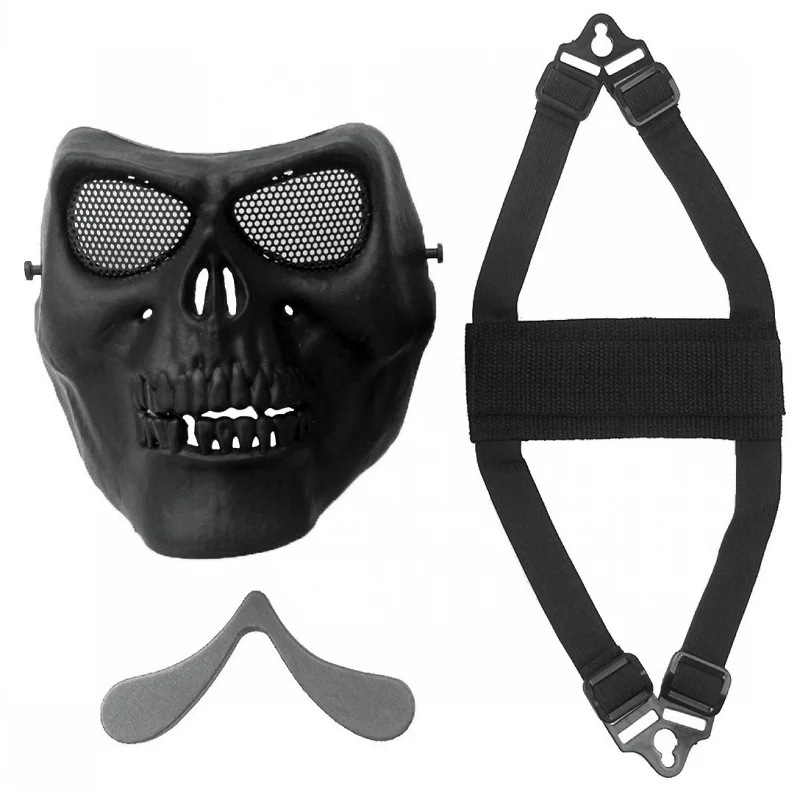 Máscara táctica militar para Paintball Airsoft, máscara de cara completa con calavera fresca, máscara protectora de fantasma negro, juego de guerra, caza, fiesta de Halloween - imagen 2