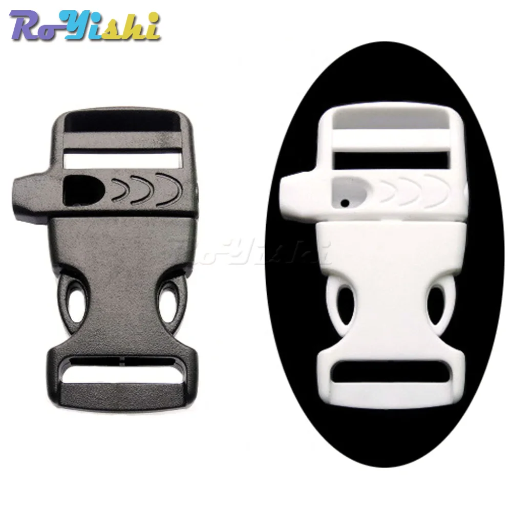 Hebillas de silbato de Liberación lateral de emergencia para pulsera Paracord, accesorios de pulsera para deportes al aire libre, 3/4"