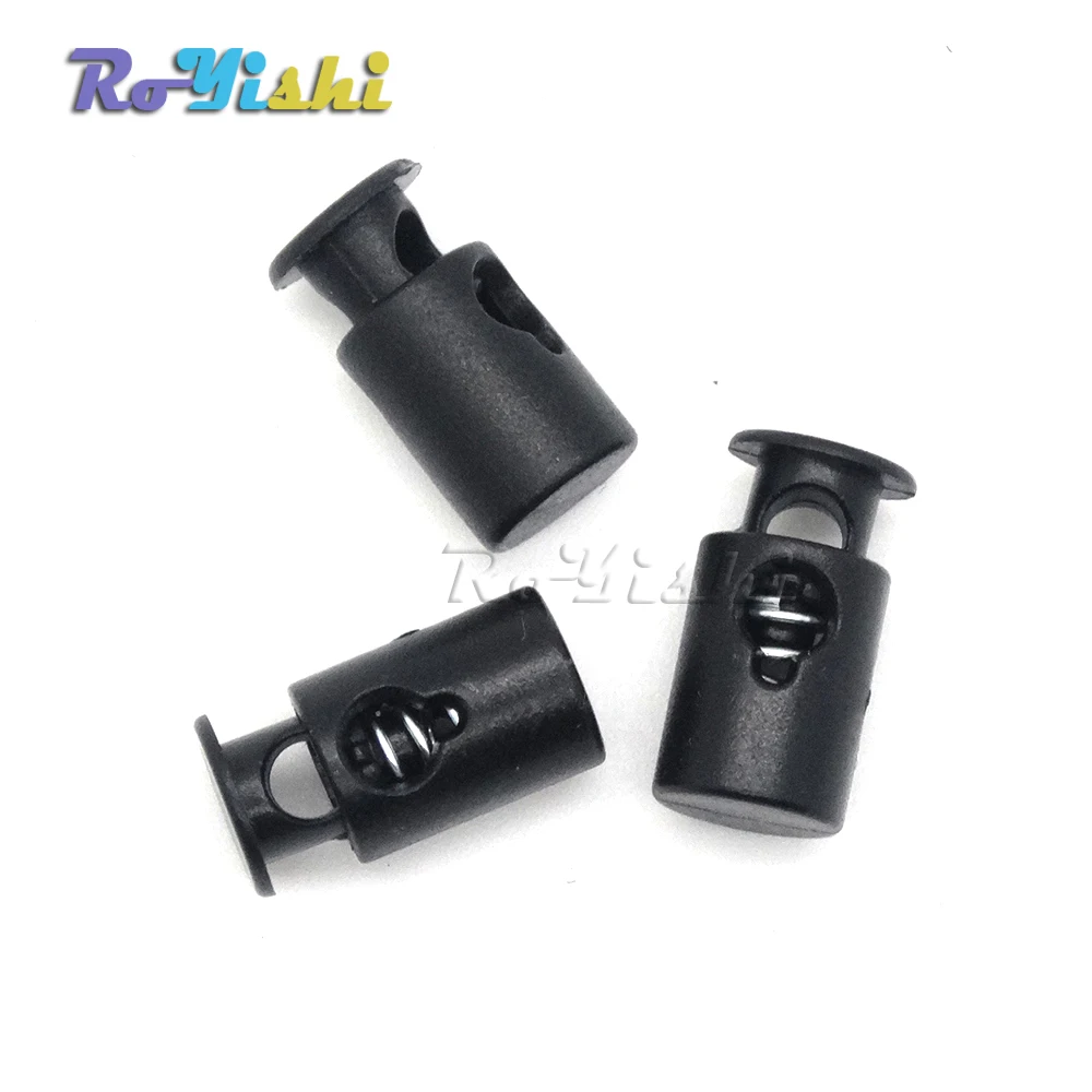 Mini tope de bloqueo de cordón, 100 unids/paquete, muy utilizado para accesorios de ropa/bolsas/encaje de zapatos negro - imagen 4