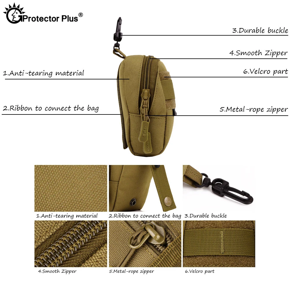 Bolsa táctica militar Molle para hombre, bolsa protectora de 4,5 pulgadas para teléfono móvil, accesorios Molle para viajes al aire libre, kit de herramientas para acampar - imagen 3