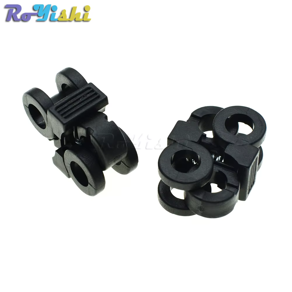 Hebillas de plástico para cordones, 2 agujeros, 5,7mm, color negro, 20 unids/paquete - imagen 4