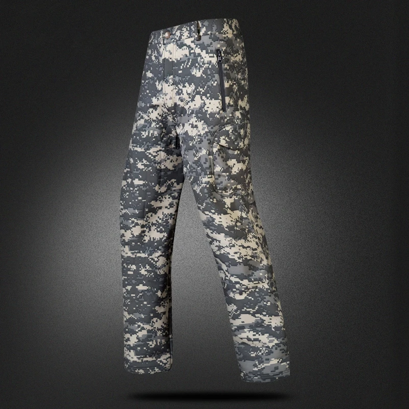 Pantalones impermeables cálidos de forro polar para hombre, pantalón largo de camuflaje táctico, térmico, transpirable, a prueba de viento, para exteriores - imagen 2