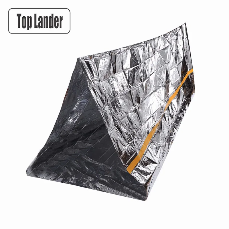 Tienda de refugio de emergencia ligera para 1-2 personas, refugio térmico Mylar, tubo impermeable, reflectante, conserva el calor, equipo de supervivencia