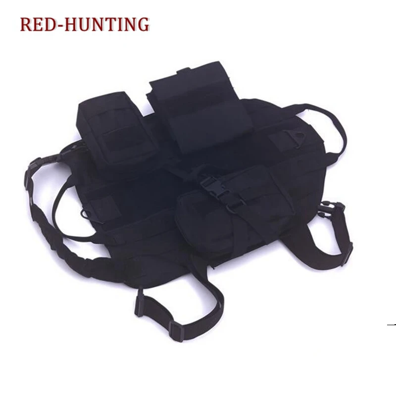 Chaleco táctico militar para perros, ropa de entrenamiento, arnés Molle, con tres bolsillos - imagen 2