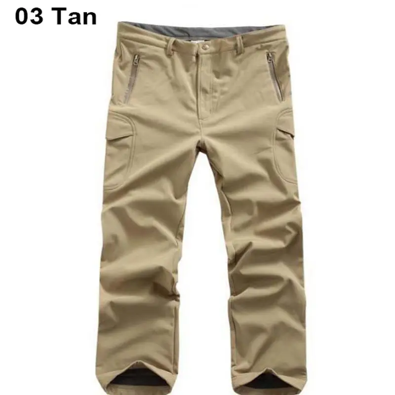 Pantalones de camuflaje de cuero de tiburón de alta calidad para hombre, pantalones impermeables Softshell para senderismo al aire libre, acampada, 11 colores - imagen 3