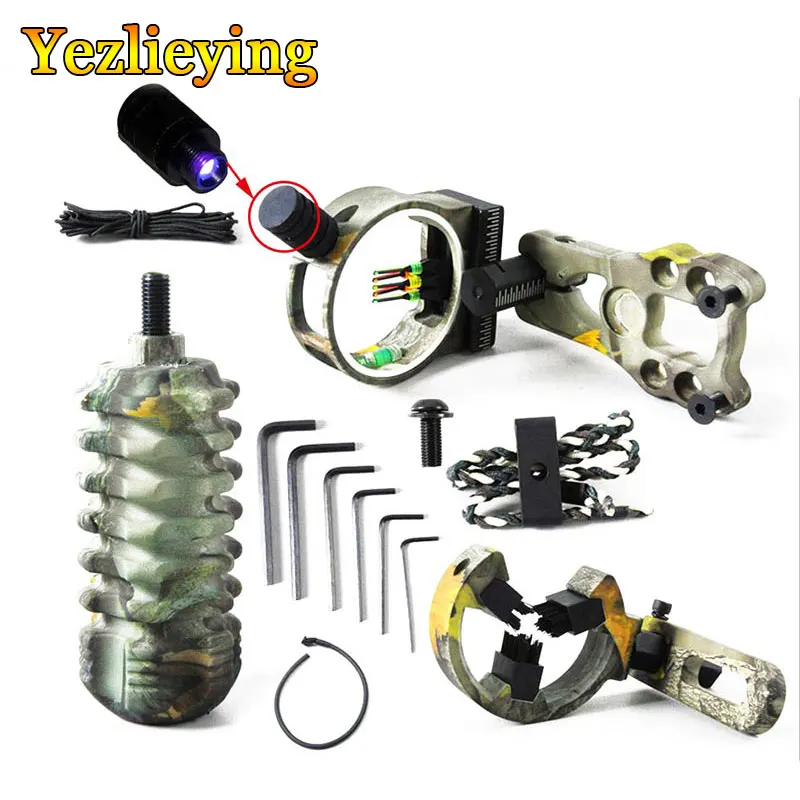 Kit de eslingas de mira para arco y ballesta de tiro con arco de caza, estabilizador de arco de apoyo de flecha, Kit de arco compuesto Peep Sight, 5 pines