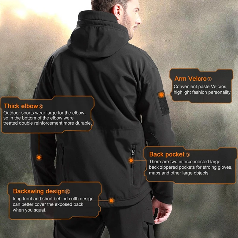 FREE SOLDIER-ropa de deporte al aire libre para hombre, chaquetas de acampada, escalada, senderismo, tejido polar Softshell, impermeable al instante - imagen 5