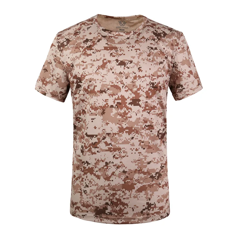Camiseta deportiva de secado rápido transpirable de manga corta de verano para hombre, camisas de entrenamiento militar táctico de camuflaje de poliéster suave - imagen 4