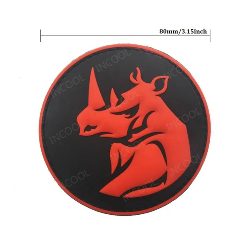 Parche de PVC con gancho para cabeza de rinoceronte, parches de goma para rinoceronte, brazalete para ropa, mochila - imagen 4