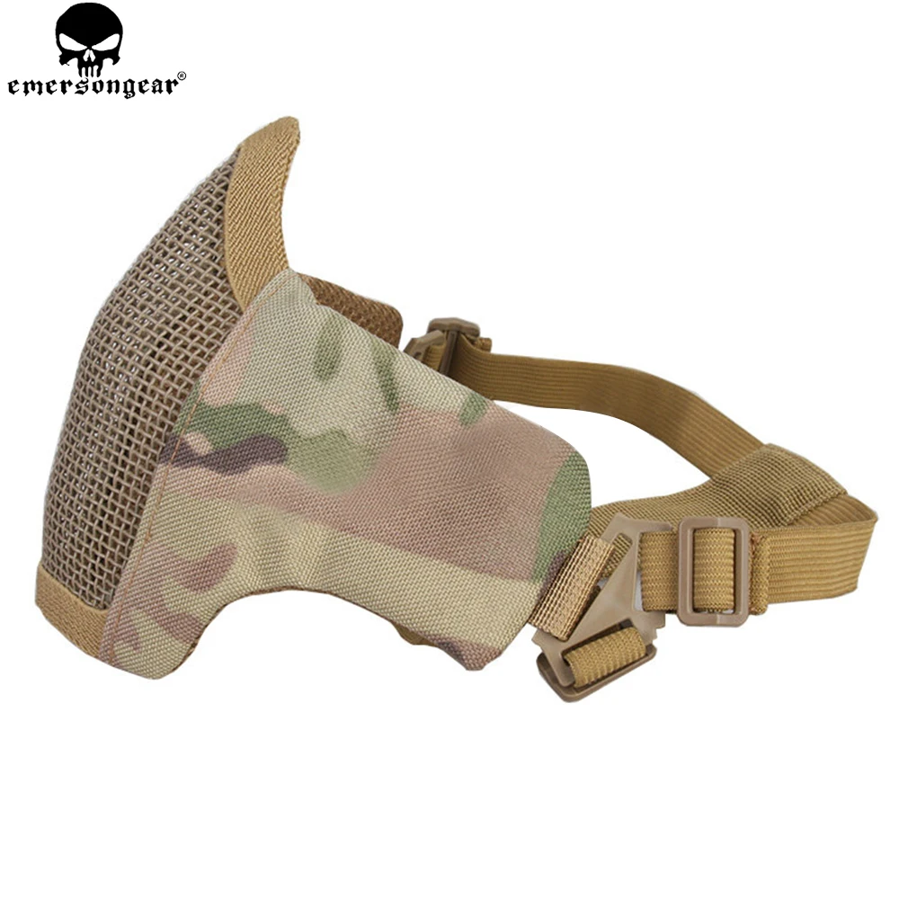 EMERSONGEAR-mascarilla táctica Airsoft, cara de Metal, red de acero, cara media inferior, caza, protección CS, máscara de fiesta de Paintball EM6644 - imagen 3