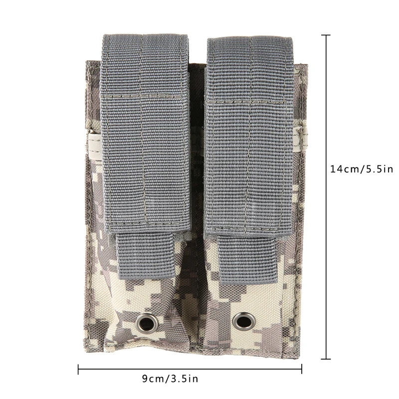 Bolsas de caza de combate al aire libre Molle de 9MM, bolsa táctica de nailon 600D para doble pistola Mag, funda para cerrar - imagen 5