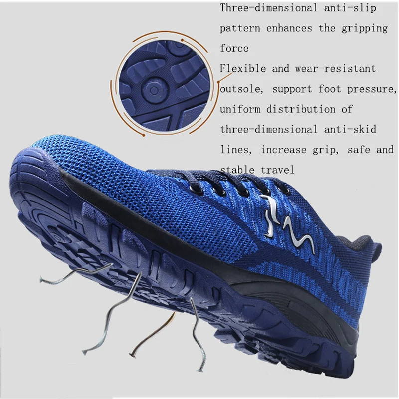 Zapatos de trabajo para mujer, puntera de acero, antigolpes, transpirables, de punto, resistentes al desgaste, antideslizantes, zapatos de seguridad informales a la moda - imagen 4