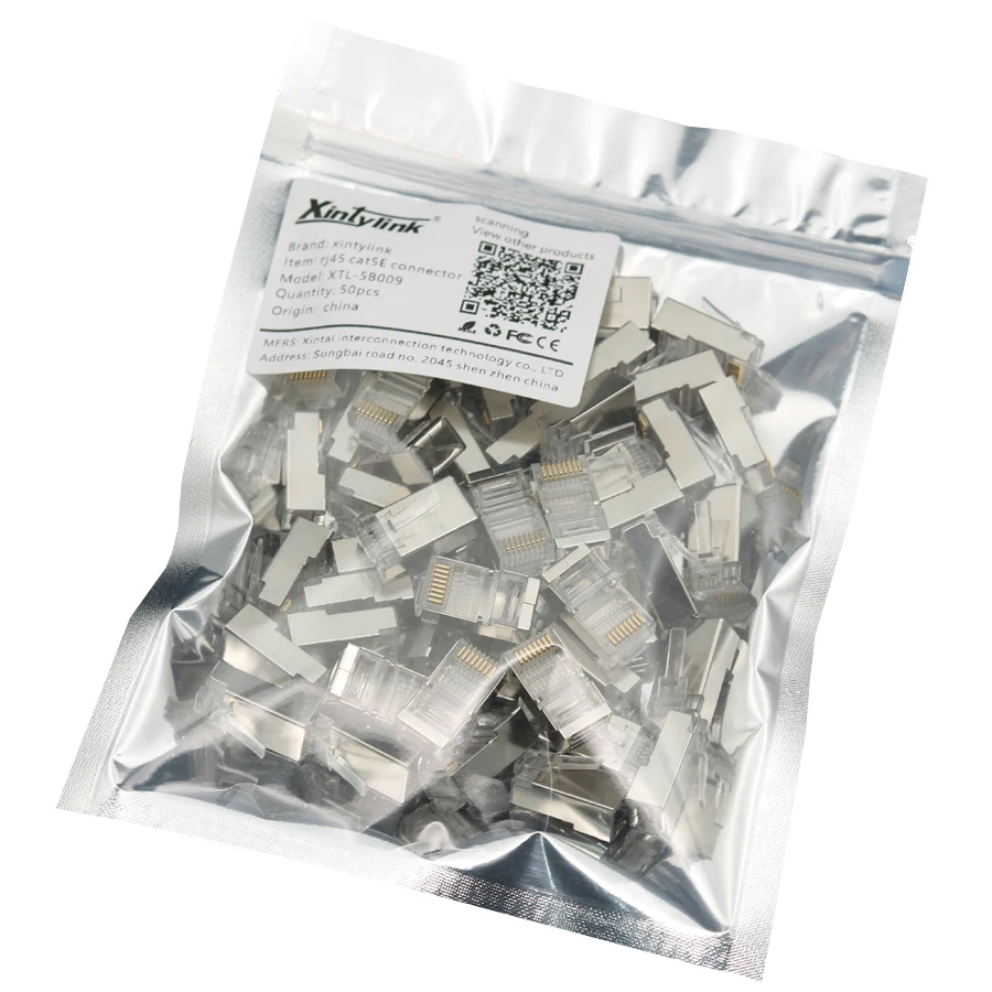 Xintylink-conector de cable ethernet rj45, conector macho de red cat5e rg rj 45 stp, conector keystone cat5 lan, 50/100 Uds. - imagen 5