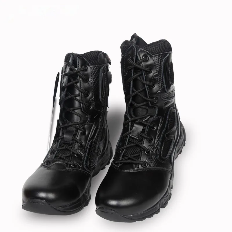 Botas ultraligeras de cuero del ejército para hombre, zapatos de asalto para el desierto, Bota de malla transpirable para exteriores, senderismo, escalada, botines de tubo alto - imagen 2