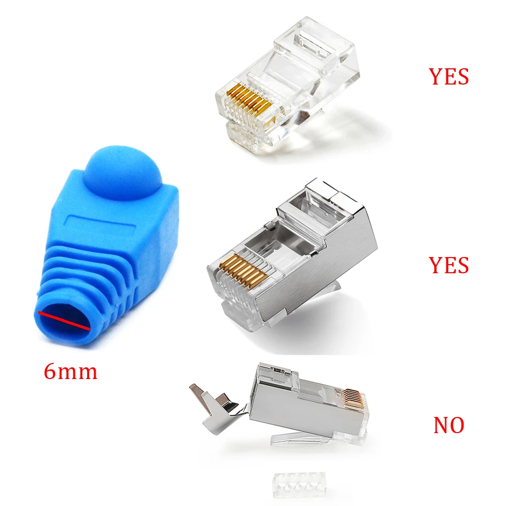 Xintylink rj45 tapas de cubierta conector cat5 cat5e cat6 botas de red lan cable ethernet rg rj 45 funda cat 6 lan color multicolor - imagen 5