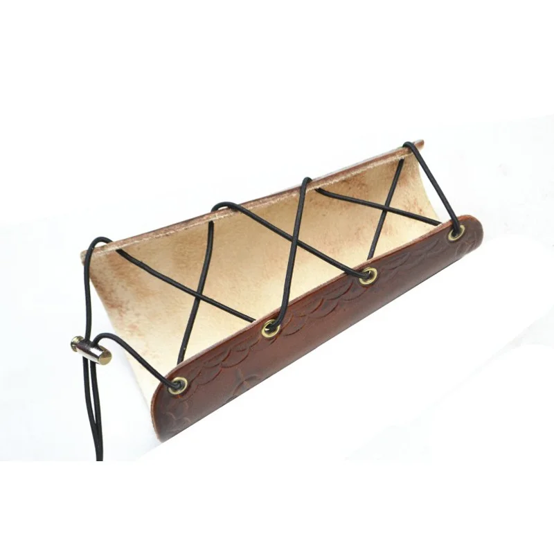 Protector de sujeción de brazo de cuero de vaca para tiro con arco tradicional, Protector de arco para tiro, caza, accesorio de tiro con arco - imagen 5