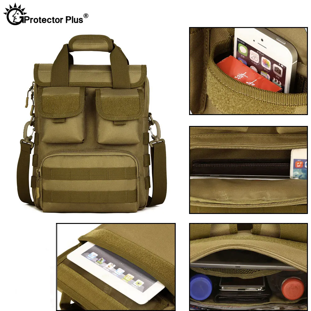 Bolso de mano táctico de camuflaje Molle, de 12 pulgadas de estilo militar bandolera para ordenador portátil, caza, Camping, senderismo y Deportes - imagen 4