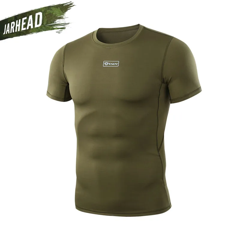 Camiseta de camuflaje militar para hombre, camisa de manga corta de secado rápido para combate táctico del ejército al aire libre, cuello redondo, Verano - imagen 4