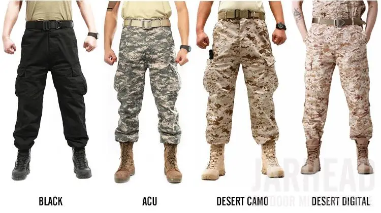 Una imagen de diferentes uniformes de camuflaje