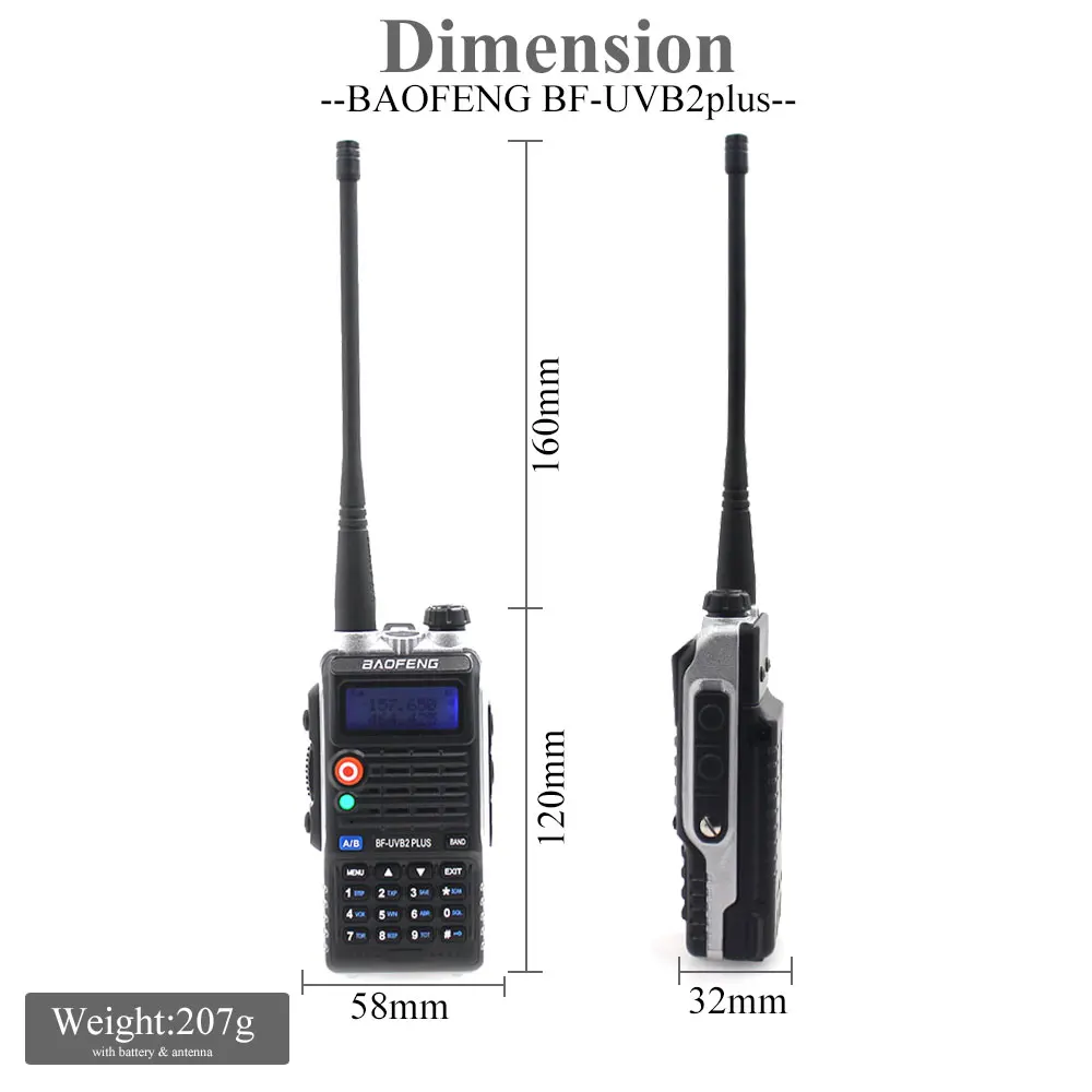 Baofeng-walkie-talkie UV-B2Plus de doble banda, Radio bidireccional, transceptor FM, 8W, 136-174MHz, 400-520mhz, 4800mah, UVB2 Plus - imagen 4