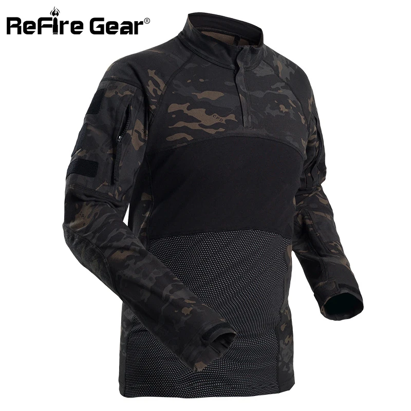 ReFire Gear-camisa de combate táctico para hombre, uniforme militar de algodón, camiseta de camuflaje Multicam, ropa del Ejército de EE. UU., camisa de camuflaje de manga larga - imagen 5