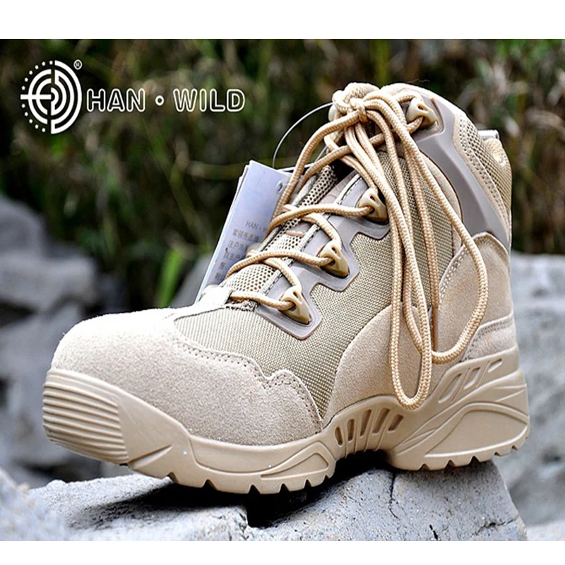 Botas de senderismo para acampar al aire libre para hombre, botines deportivos tácticos de cuero, botas de caza de camuflaje, Zapatillas altas - imagen 5