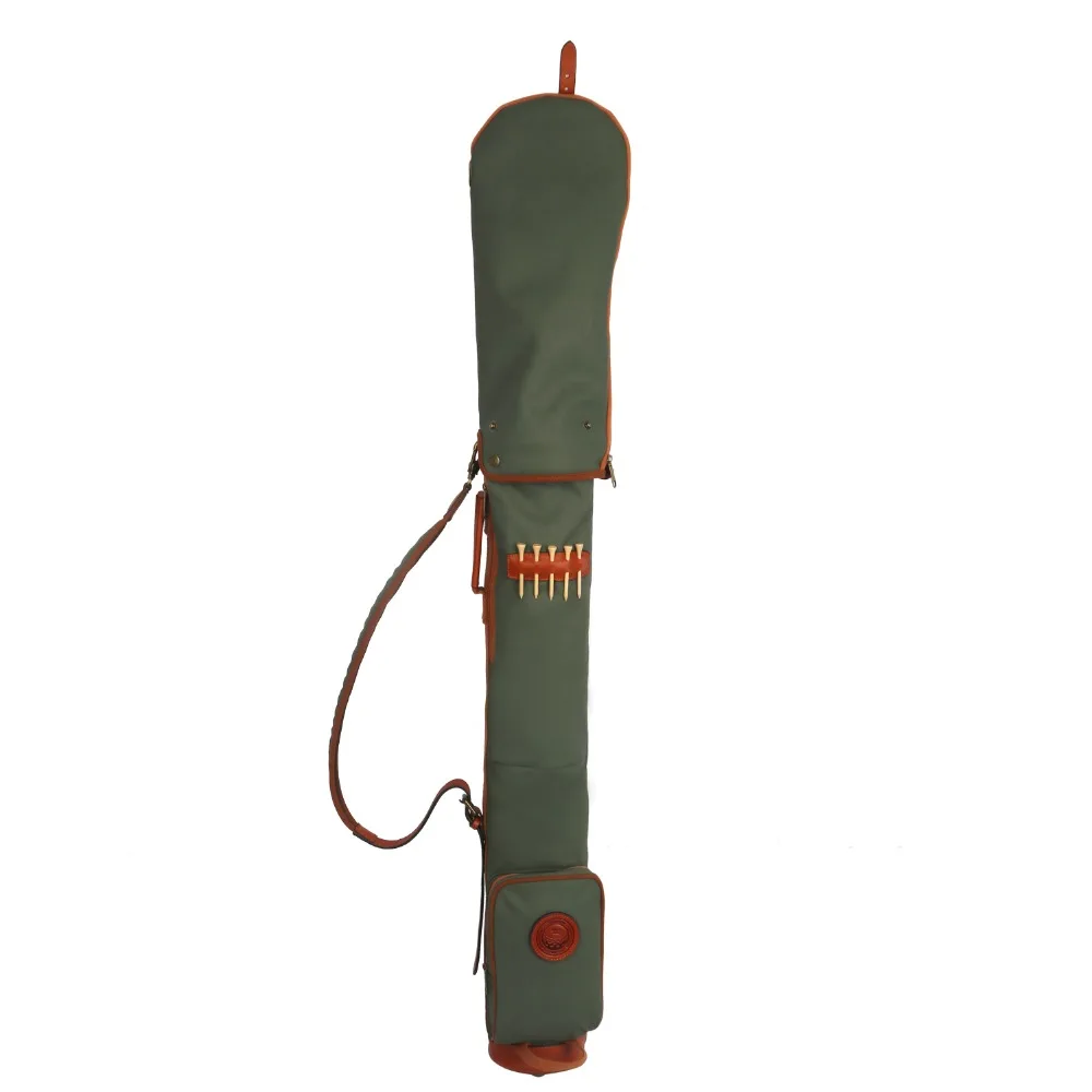 Tourbon-Bolsa de lona y cuero estilo Vintage para Club de Golf, accesorio de lona encerado, impermeable, forro polar acolchado, estilo lápiz, 84CM - imagen 4