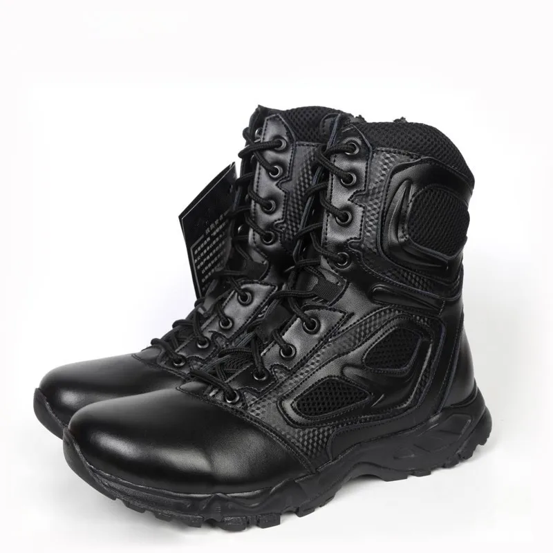 Botas ultraligeras de cuero del ejército para hombre, zapatos de asalto para el desierto, Bota de malla transpirable para exteriores, senderismo, escalada, botines de tubo alto - imagen 3
