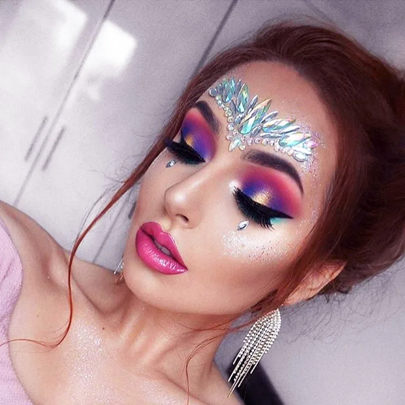 Pegatinas de tatuaje temporal 3D para cara y cuerpo, joyas faciales, gemas para Festival, maquillaje para fiesta, joyas para el cuerpo, Flash, tatuajes temporales falsos, decoración G - imagen 5