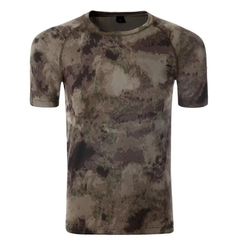 Camiseta de camuflaje de secado rápido para hombre, camiseta táctica del ejército, medias transpirables, camiseta de compresión para Fitness, culturismo de verano - imagen 4