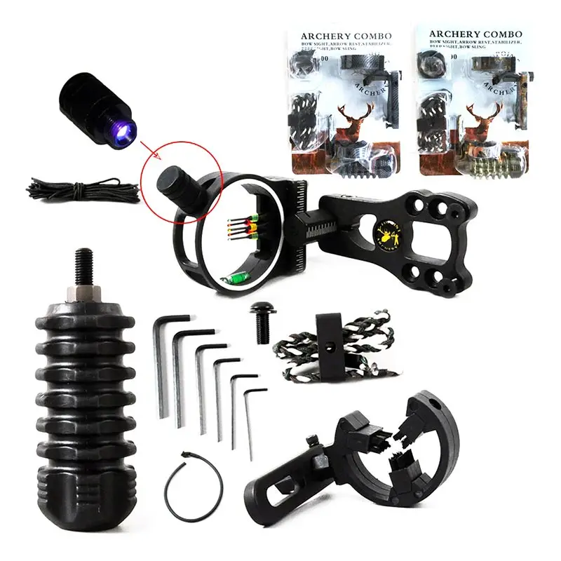Kit de eslingas de mira para arco y ballesta de tiro con arco de caza, estabilizador de arco de apoyo de flecha, Kit de arco compuesto Peep Sight, 5 pines - imagen 4