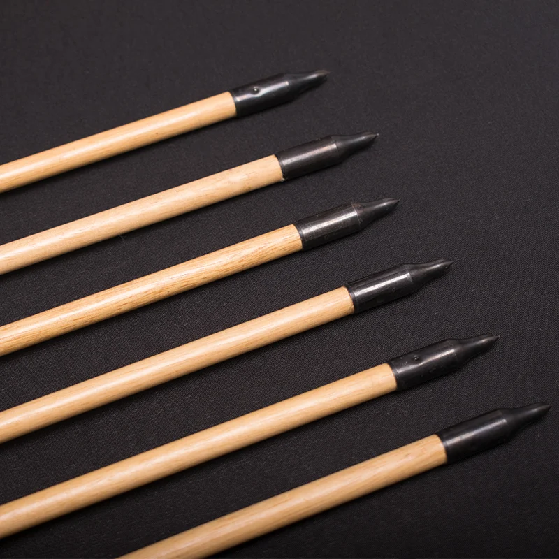 12 Uds caza tiro con arco pernos 80cm flecha de madera hecha a mano 7,6mm pluma de pavo azul arco compuesto pluma de pato - imagen 5