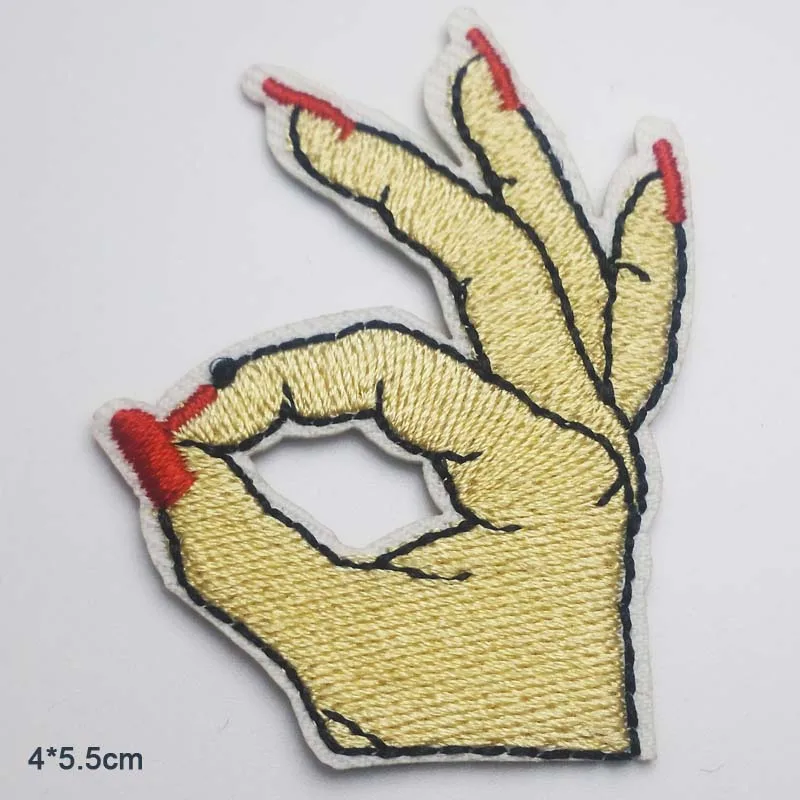 Parche de ropa Punk bordado con dedos hermosos para ropa, aplique con motivo de parche para planchar