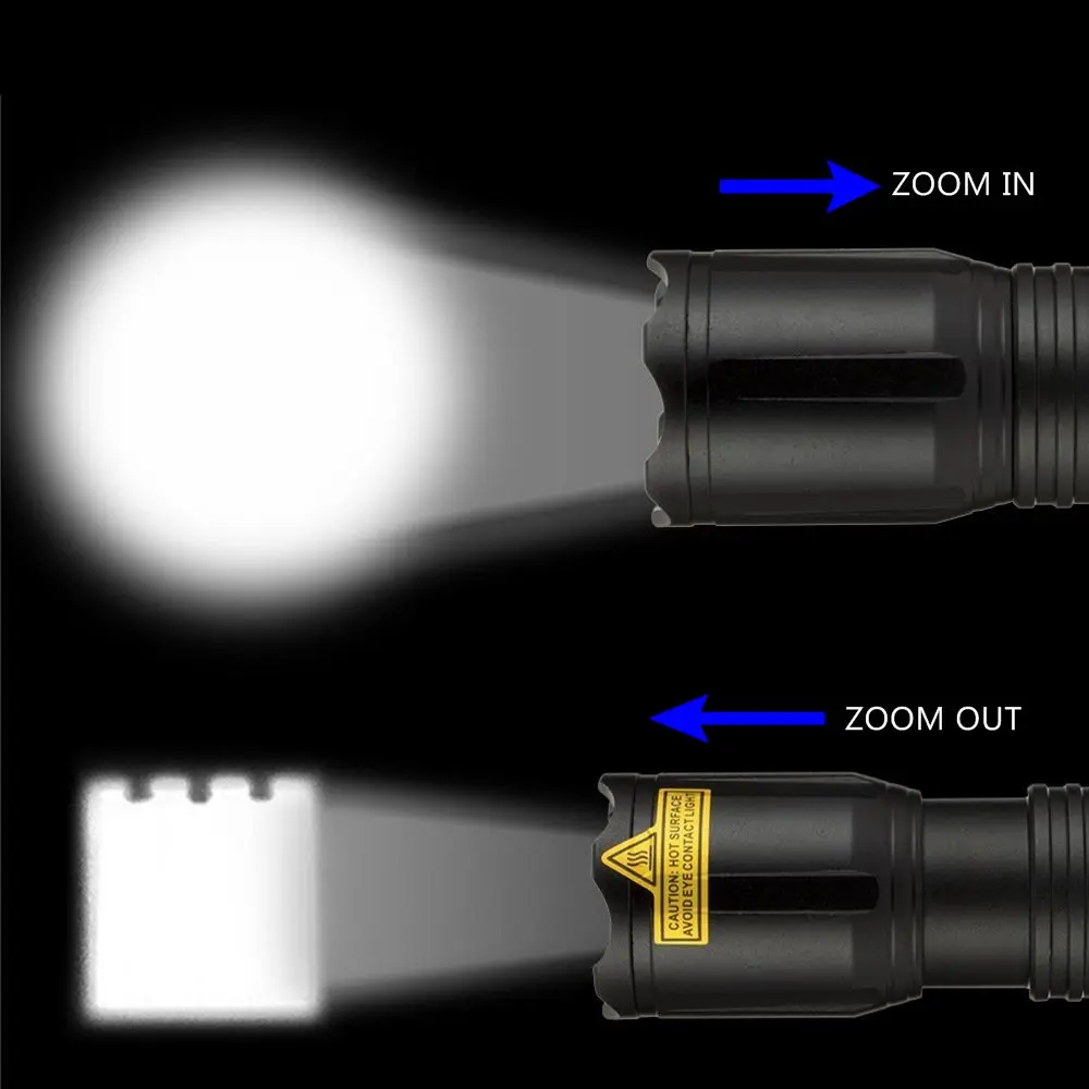 Linterna LED táctica con Zoom, luz blanca y colores rojo/verde/azul - imagen 3