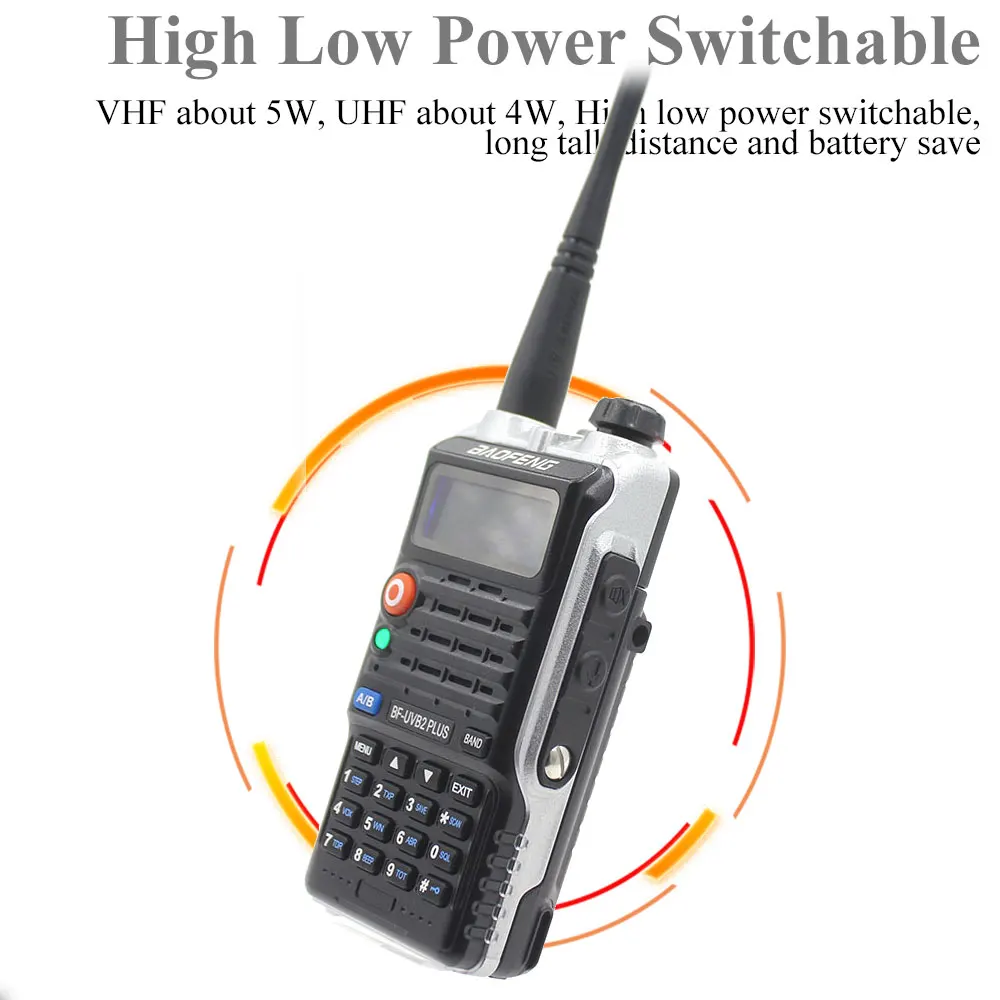 Baofeng-walkie-talkie UV-B2Plus de doble banda, Radio bidireccional, transceptor FM, 8W, 136-174MHz, 400-520mhz, 4800mah, UVB2 Plus - imagen 3