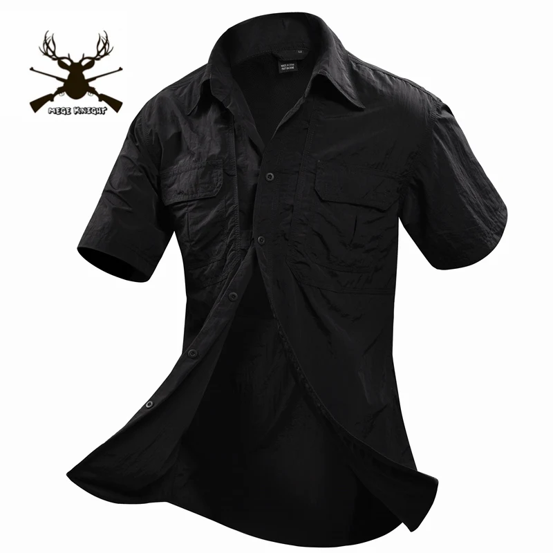 MEGE militar-Camisa de manga corta para hombre, Camisa informal de marca, ropa Social, verano, 2XL - imagen 5