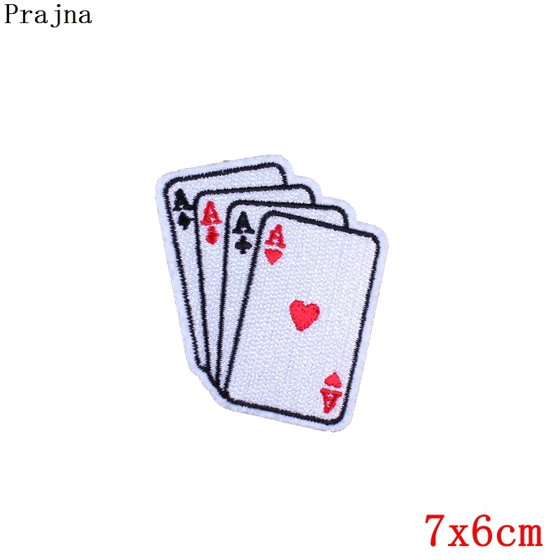 Prajna-Parches de póker para motocicleta, 10 piezas, corazón rojo, parche para planchar, insignias de color rosa Hippie, apliques para ropa, raya vaquera - imagen 3