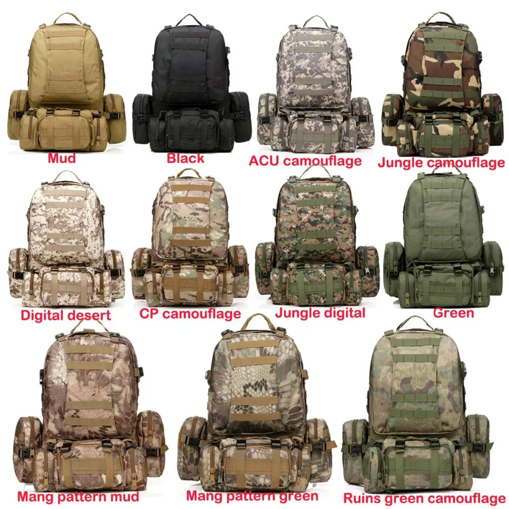 Molle-mochila táctica de nailon de gran capacidad, morral militar de asalto para acampar, cazar, deportes, viajes, senderismo, bolsa del ejército al aire libre, 50L - imagen 3