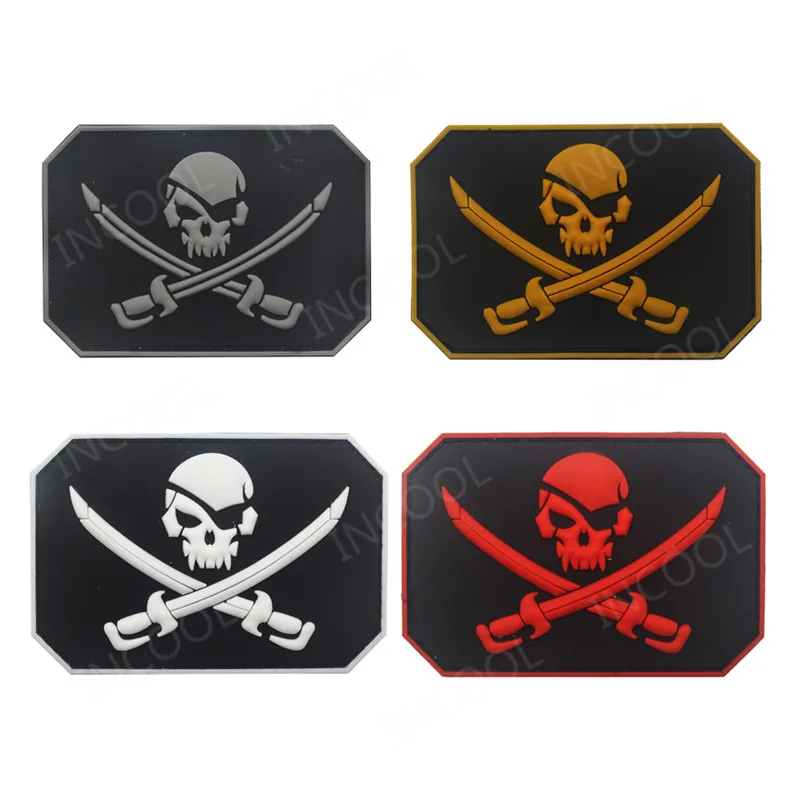 Parches de sujeción de motociclista de goma con parche de calavera pirata de PVC 3D para bolsas de mochila de ropa - imagen 2