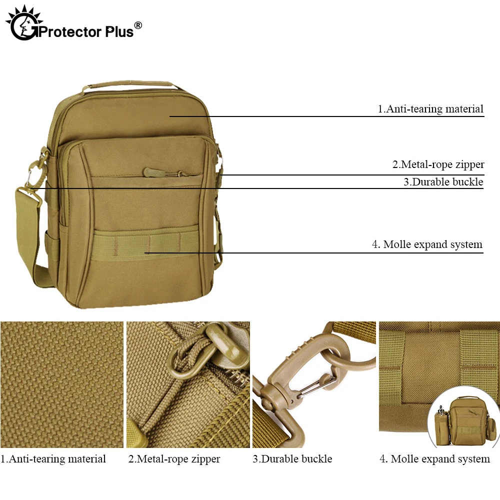 Bolso cruzado táctico para hombre, bandolera de hombro impermeable para deportes al aire libre, bolsa pequeña de viaje y caza, PROTECTOR PLUS - imagen 4