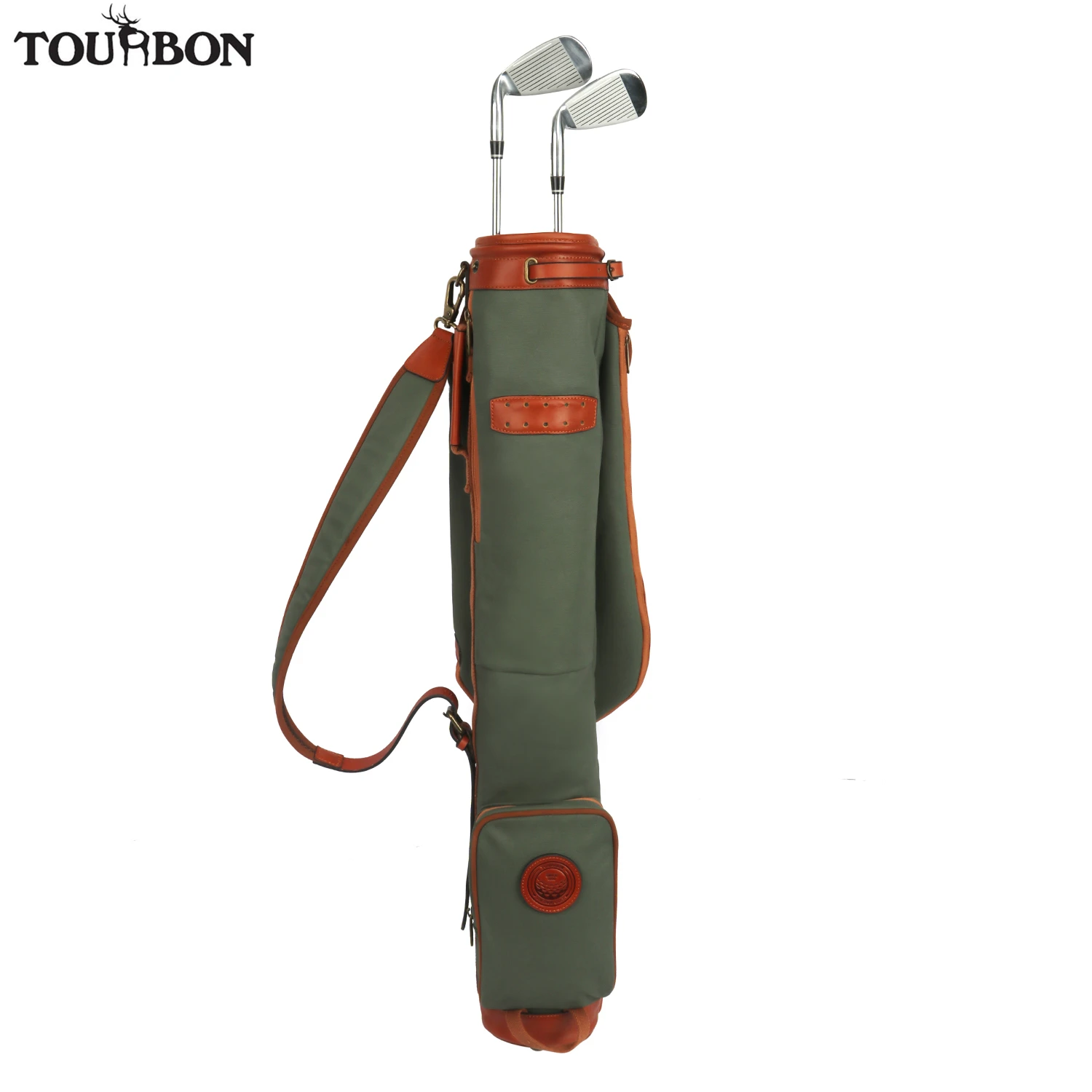 Tourbon-Bolsa de lona y cuero estilo Vintage para Club de Golf, accesorio de lona encerado, impermeable, forro polar acolchado, estilo lápiz, 84CM - imagen 2