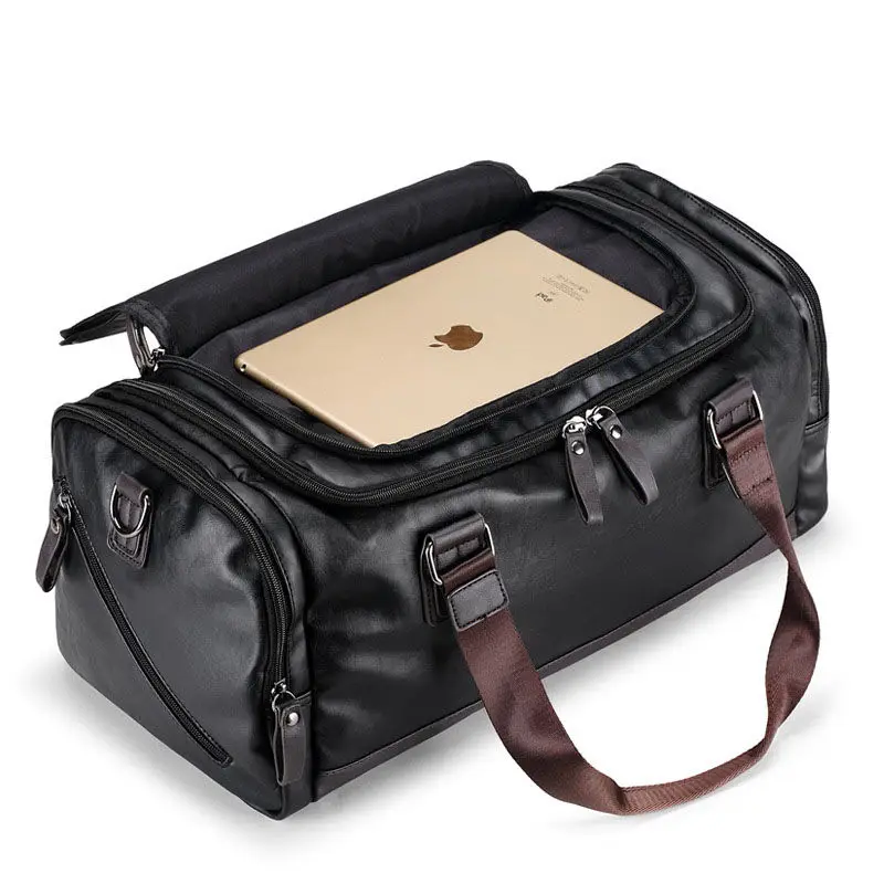 Bolsa de gimnasio de cuero PU para hombre, bolsas deportivas, bolsa de viaje para equipaje, bolso de mano para hombre, Fitness, viaje, bolsos de hombro XA109WA - imagen 5