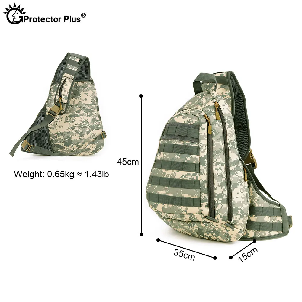 Mochila táctica protectora PLUS para ordenador portátil, bolsa de pecho de campo para deportes al aire libre, senderismo, impermeable, un solo hombro, 14 pulgadas - imagen 2
