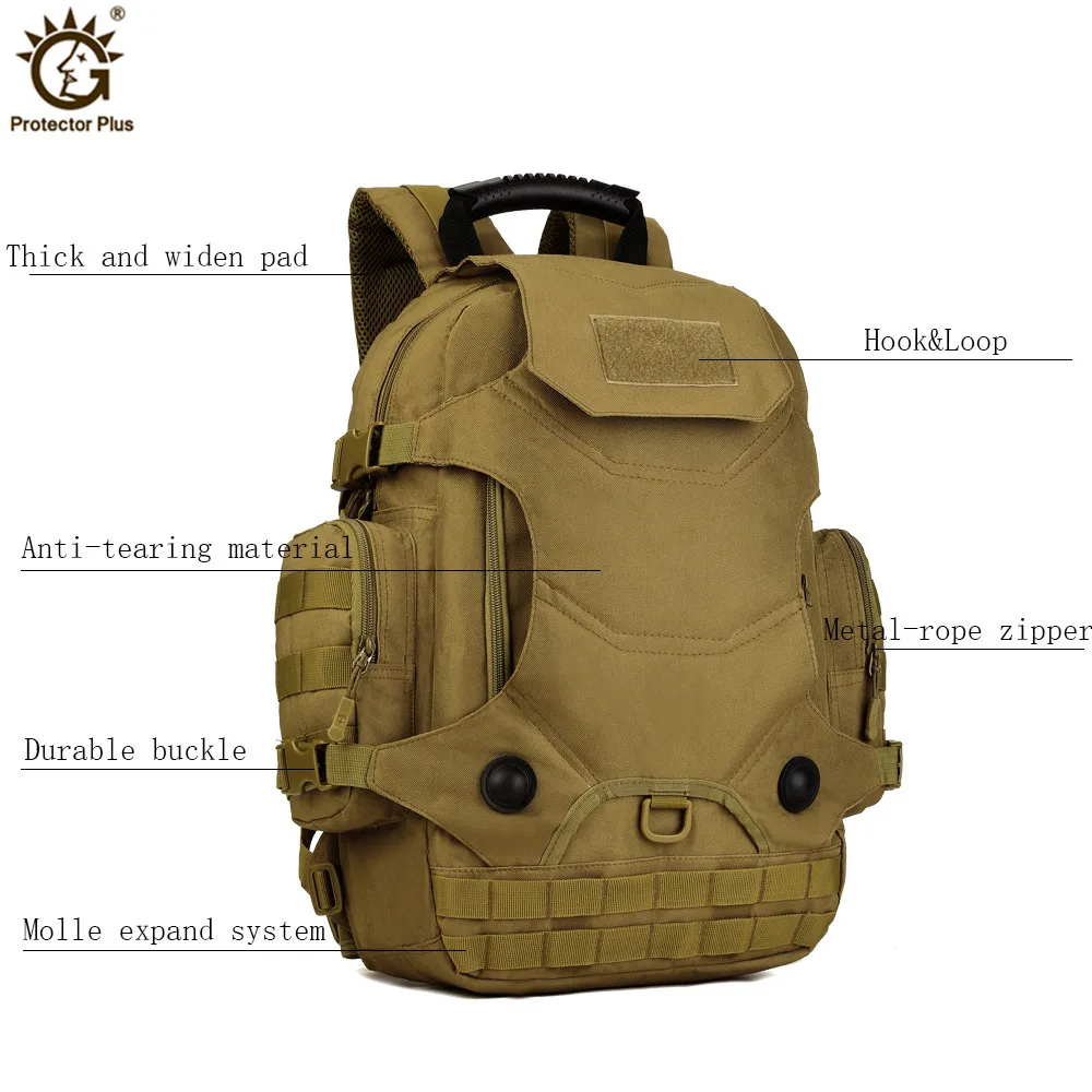 Mochila táctica de camuflaje para acampar para hombres y mujeres, senderismo al aire libre, bolsas deportivas, mochila Molle Army, mochila de viaje, 40L - imagen 4