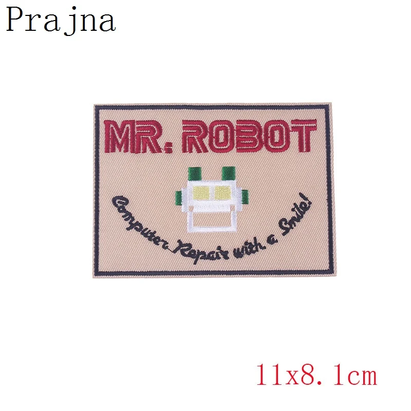 Prajna-Parches bordados de Anime Space MR Robot para ropa, Parche de costura, insignia de dibujos animados, barato, venta al por mayor - imagen 3