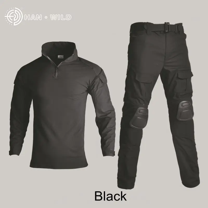 Traje táctico, uniforme del ejército, camisa de combate + Pantalones con coderas, rodilleras, conjunto de camuflaje, ropa de caza Airsoft, ropa de Paintball - imagen 3